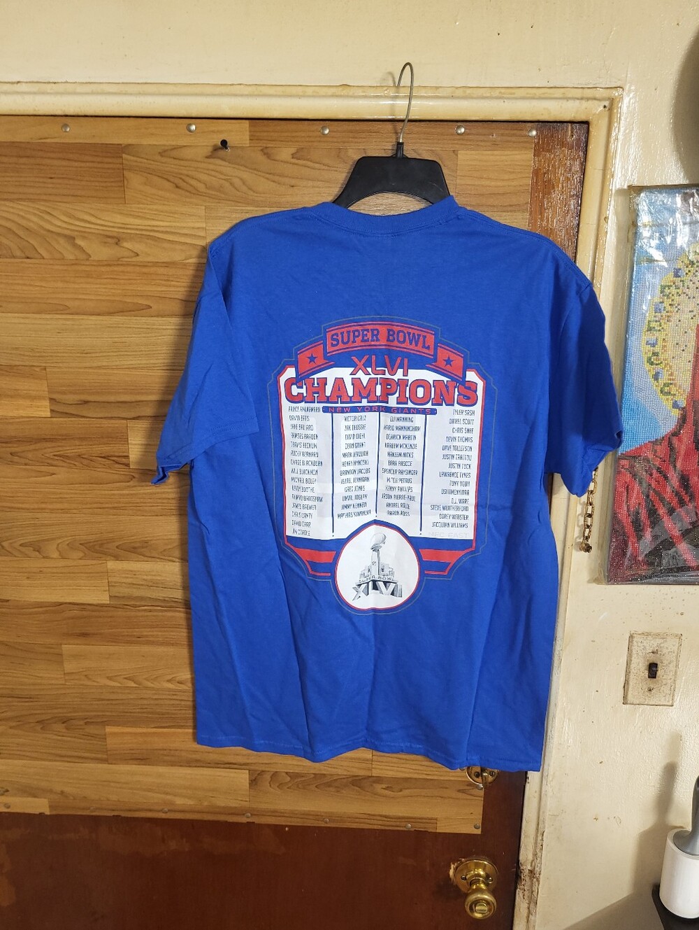 New York Giants Super Bowl XLVI Champions Blue T Shirt Men's Size Large New